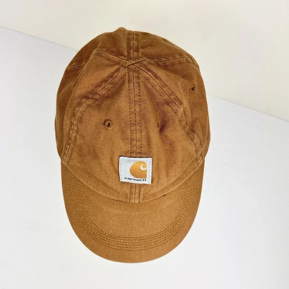 Carhartt Hat Youth Kids Adjustable Brown Canvas Logo Patch Cap Cotton
